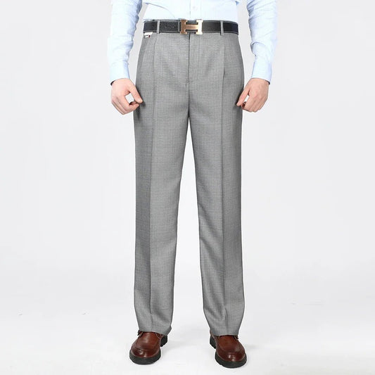 Big Size 29-56 Summer 2023 Wrinkle-Resistant Black Suit Pants Mens Clothing Baggy Double Pleated Classic Dress Pants Trousers - Bluesky Trading