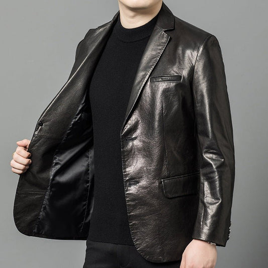 High-end Oil-Waxed Sheepskin Fashionable Casual Blazer - Bluesky Trading