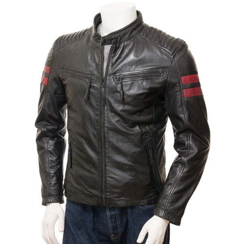 BLOUSON MOTO CAMERON EN CUIR NOIR POUR HOMME