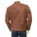 MEN BROWN LEATHER BIKER JACKET ORWELL