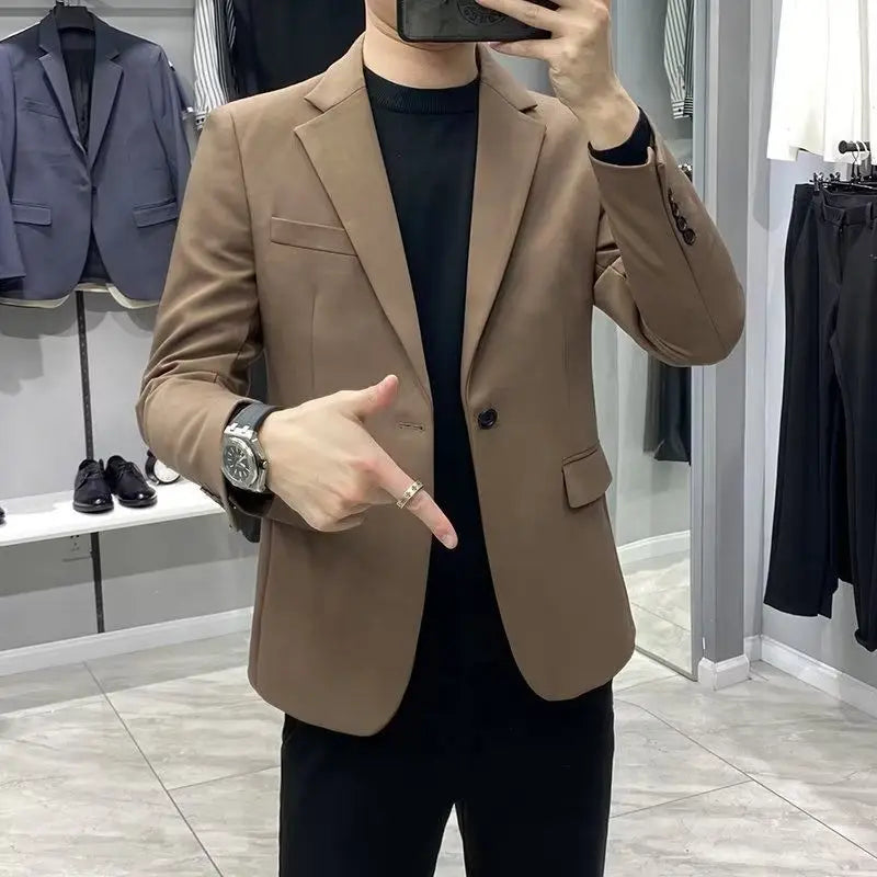 Blazer Homme Habillé d'Affaires Vestes de Costume Grande Taille Manteau Noir Vintage Été Classique Mode 2024 Nouveau Costume Masculin