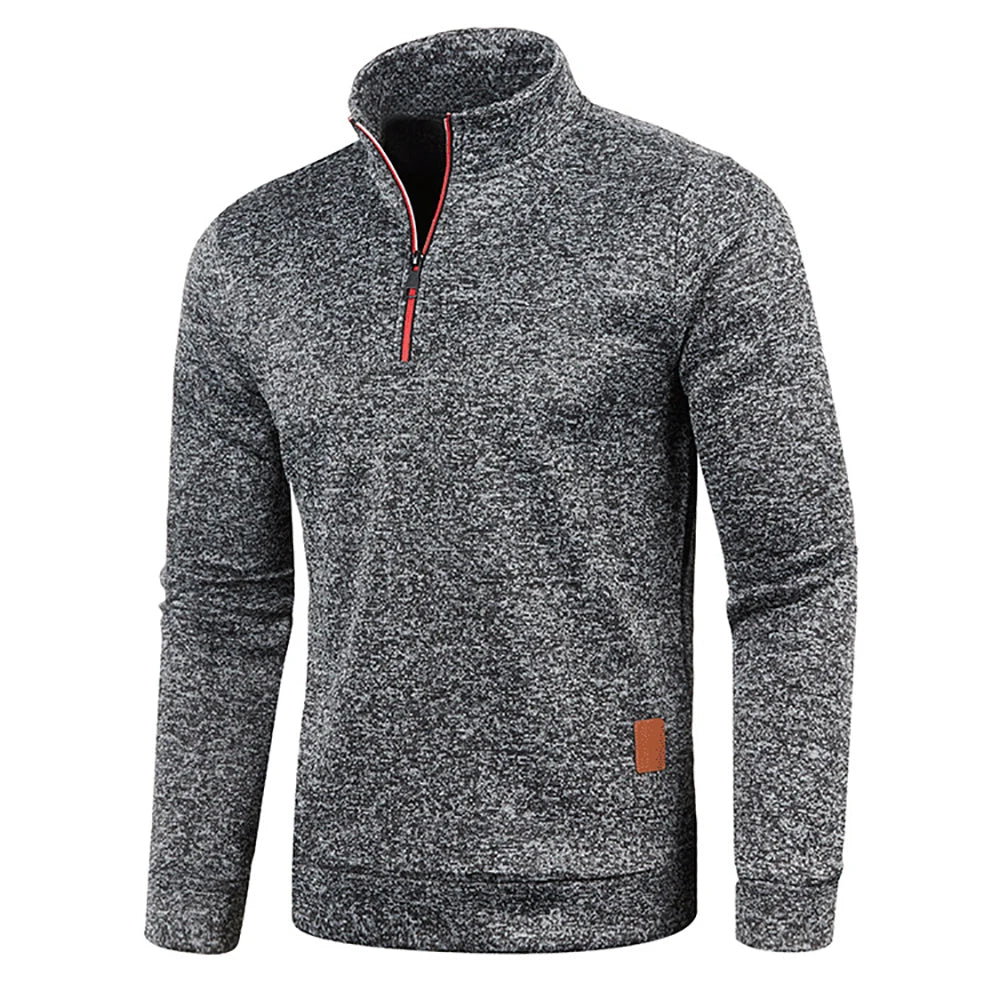 Sweatshirts à col montant avec demi-fermeture éclair pour hommes, pull décontracté de printemps et d'automne pour hommes, sweat-shirt d'extérieur à col roulé, vêtements de sport unis