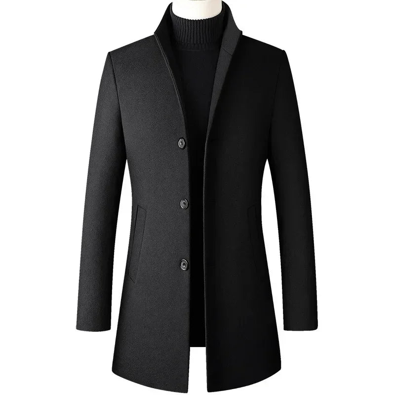 TFETTERS Trench-coat col montant pour homme, style coréen, décontracté, coupe longue, pardessus d'automne et coupe-vent d'hiver 2025
