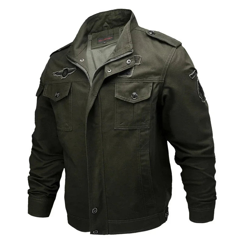 Retro Bomber Jackets Men Autumn Spring Embroidery Airplane Pilot Cargo Jackets Male Stand Collar  Embroidery Tactical Coats
