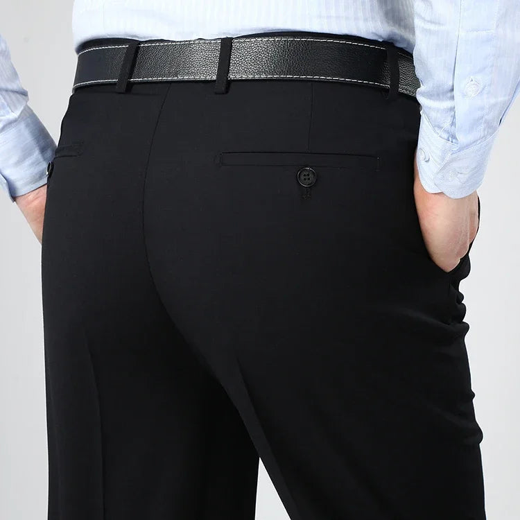 Grande Taille 29-56 Été 2023 Pantalon de Costume Noir Infroissable Vêtements Homme Ample Double Plissé Classique Pantalon Habillé