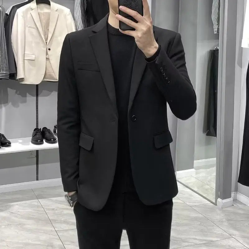 Blazer Homme Habillé d'Affaires Vestes de Costume Grande Taille Manteau Noir Vintage Été Classique Mode 2024 Nouveau Costume Masculin