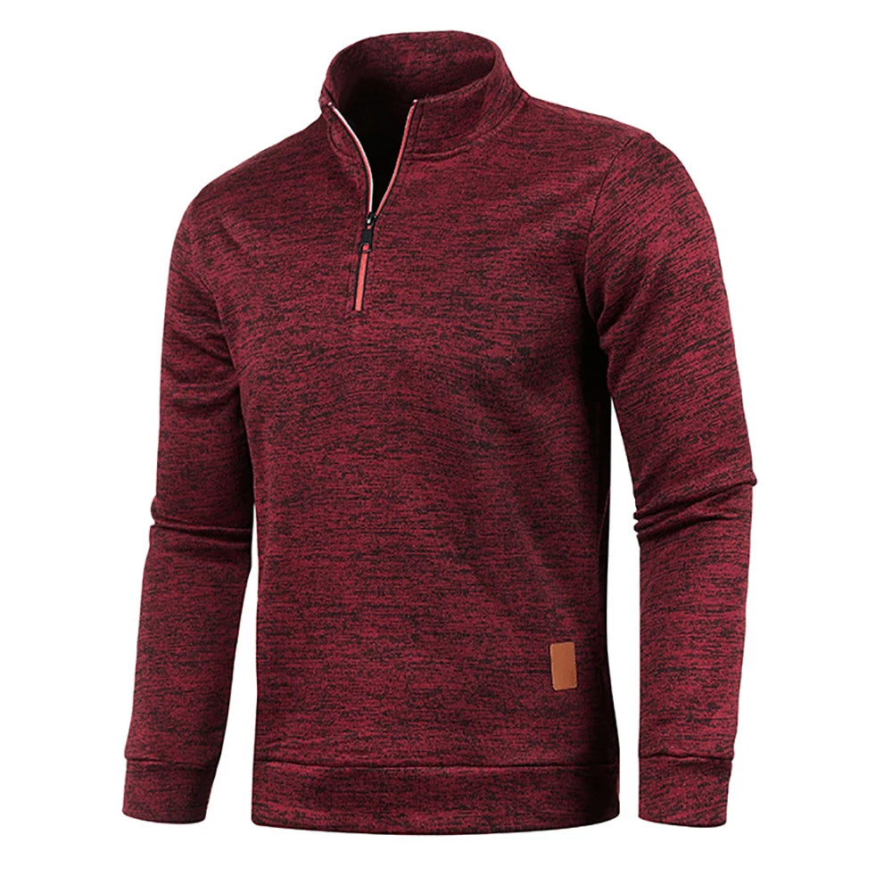 Sweatshirts à col montant avec demi-fermeture éclair pour hommes, pull décontracté de printemps et d'automne pour hommes, sweat-shirt d'extérieur à col roulé, vêtements de sport unis