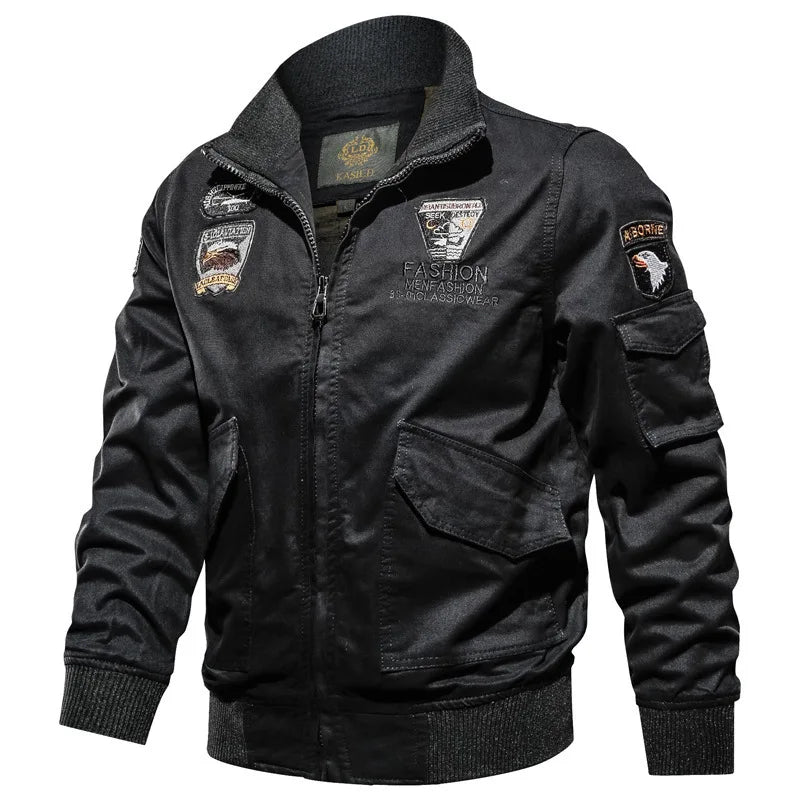 Men's Air Force One Work Jacket Casual Wear Resistant Spring Autumn Outerwear Zipper Closure Long Sleeve Cotton Jacket