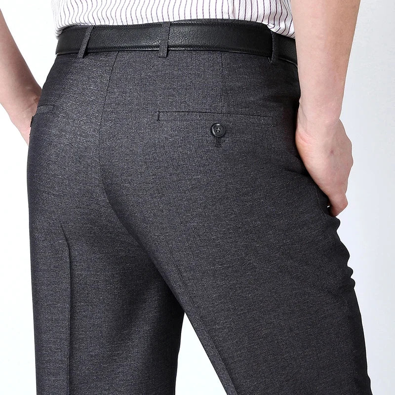 Grande Taille 29-56 Été 2023 Pantalon de Costume Noir Infroissable Vêtements Homme Ample Double Plissé Classique Pantalon Habillé