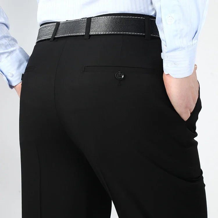 Grande Taille 29-56 Été 2023 Pantalon de Costume Noir Infroissable Vêtements Homme Ample Double Plissé Classique Pantalon Habillé
