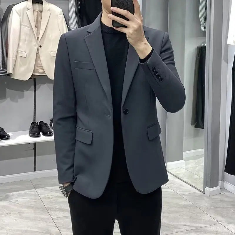 Blazer Homme Habillé d'Affaires Vestes de Costume Grande Taille Manteau Noir Vintage Été Classique Mode 2024 Nouveau Costume Masculin