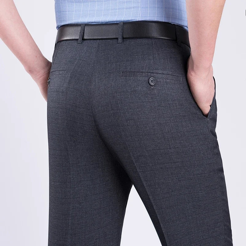 Grande Taille 29-56 Été 2023 Pantalon de Costume Noir Infroissable Vêtements Homme Ample Double Plissé Classique Pantalon Habillé