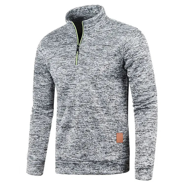 Sweatshirts à col montant avec demi-fermeture éclair pour hommes, pull décontracté de printemps et d'automne pour hommes, sweat-shirt d'extérieur à col roulé, vêtements de sport unis
