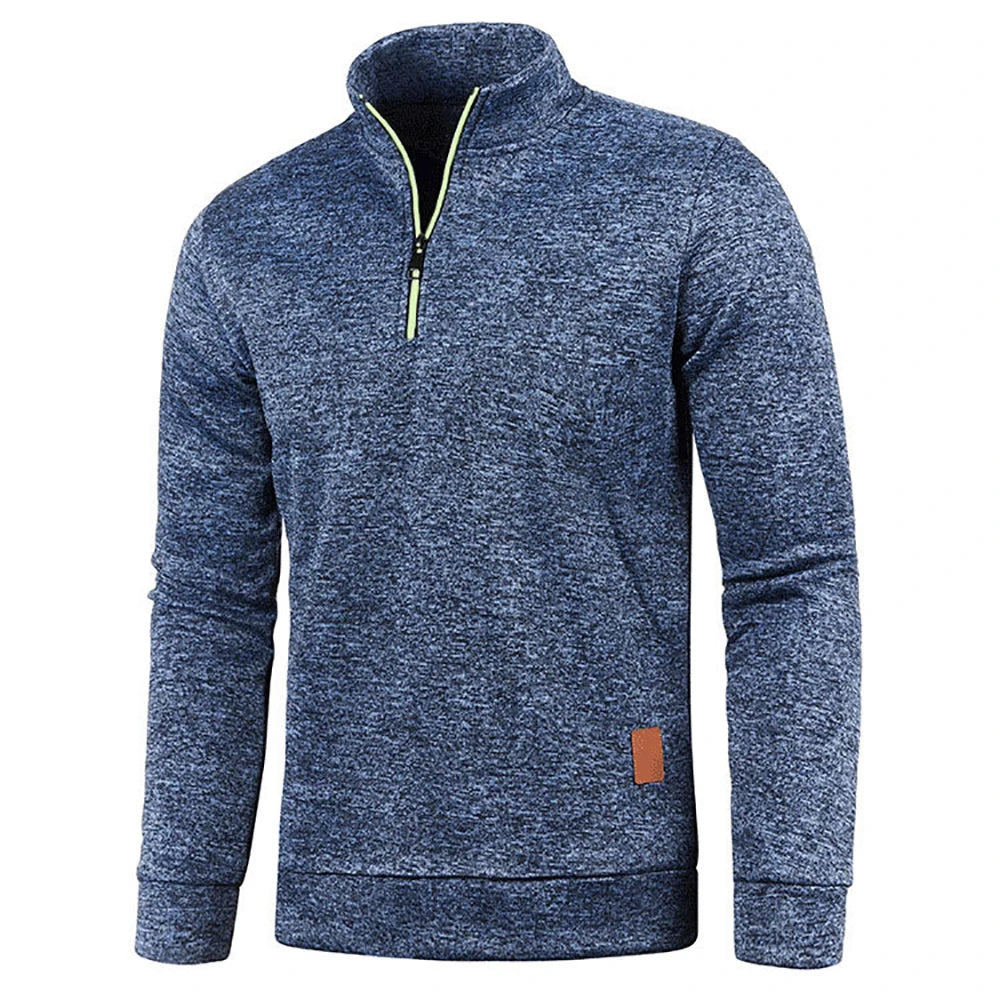 Sweatshirts à col montant avec demi-fermeture éclair pour hommes, pull décontracté de printemps et d'automne pour hommes, sweat-shirt d'extérieur à col roulé, vêtements de sport unis