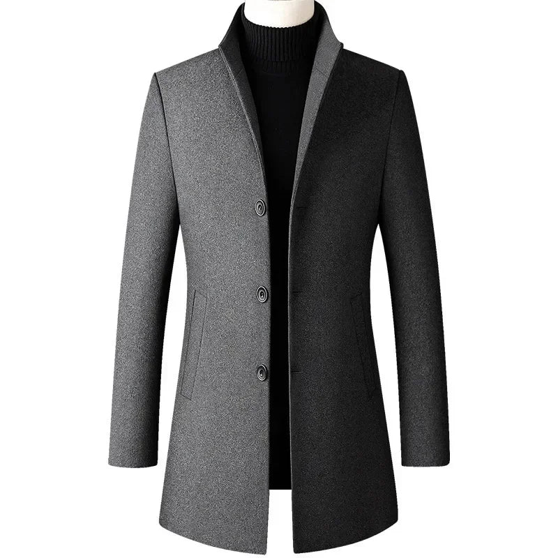 TFETTERS Brand Trench Coat Manteau Long Col Montant Style Coréen Décontracté Affaires pour Hommes Coupe-Vent d'Automne Manteaux d'Hiver 2025