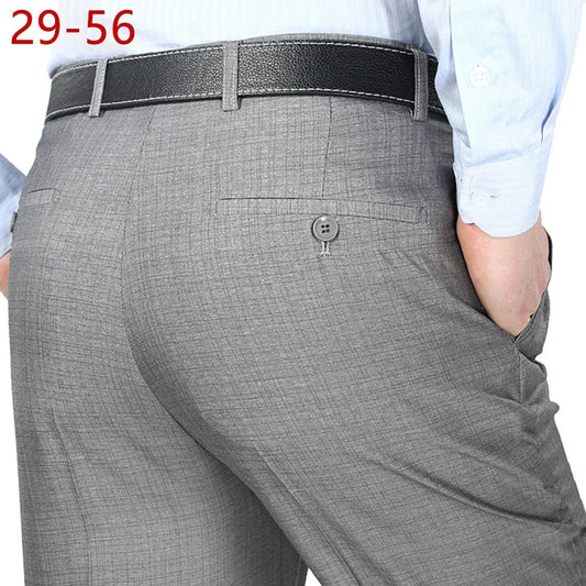 Big size 29-56 summer 2023 wrinkle-resistant black suit pants for men baggy double pleated dress trousers