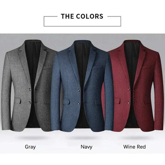 BROWON Brand men's business casual solid color blazer with turn-down collar for spring and autumn