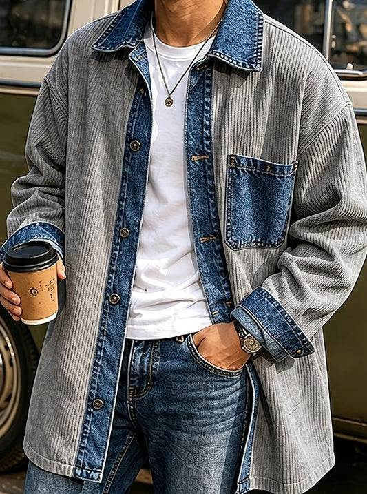 Design-inspired Denim Patch Lapel Coat - Bluesky Trading
