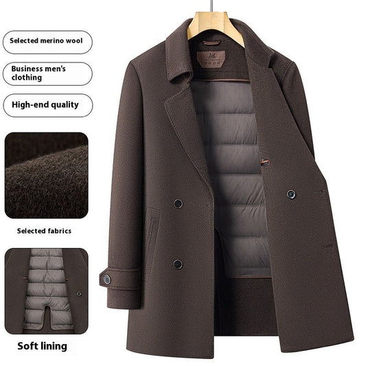 Double-sided Wool Overcoat Men's Mid-length Suit Collar Woolen Coat - Bluesky Trading