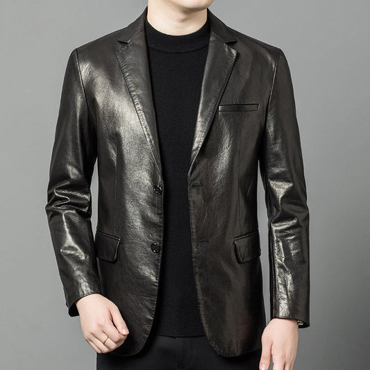 High-end Oil-Waxed Sheepskin Fashionable Casual Blazer - Bluesky Trading