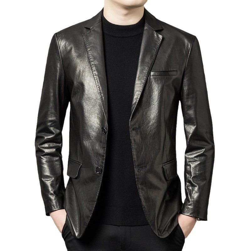 High-end Oil-Waxed Sheepskin Fashionable Casual Blazer - Bluesky Trading