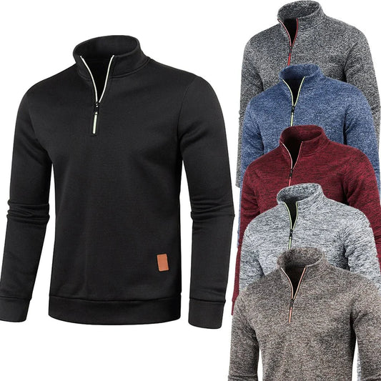 Men's collar half zipper sweatshirt casual pullover for spring and autumn outdoor sports