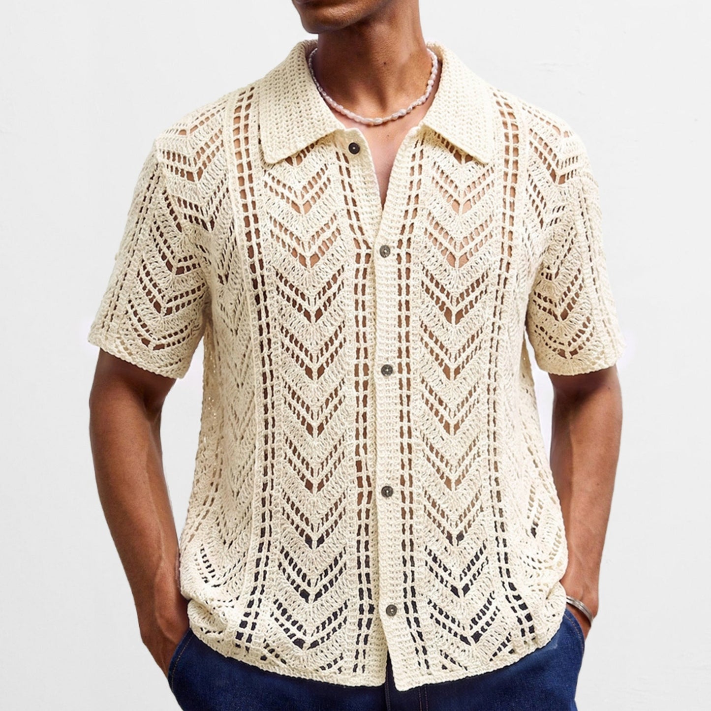 Men's European And American Style Openwork Crocheted Sweater - Bluesky Trading