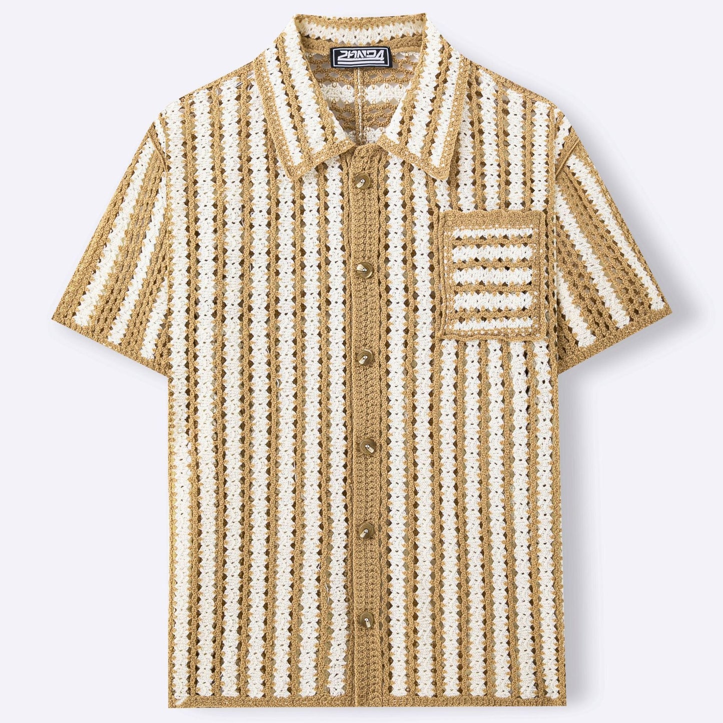 Mens Retro Striped Hollow-Out Knit Sweater - Bluesky Trading