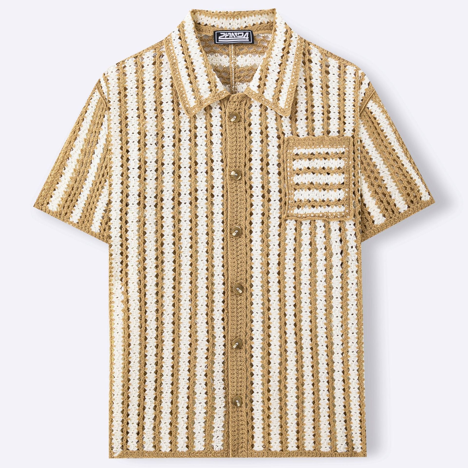 Mens Retro Striped Hollow-Out Knit Sweater - Bluesky Trading