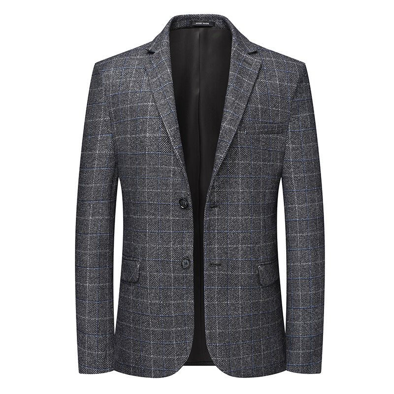 Single-Breasted Plaid Business-Casual Jacket - Bluesky Trading