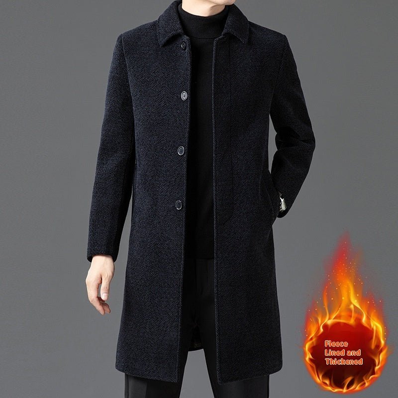 Temperament Lapel With Velvet Men's Woolen Coat - Bluesky Trading