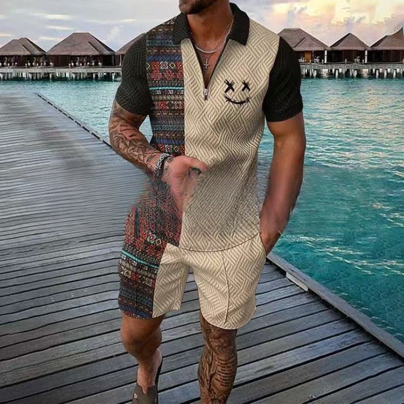 Zip-up Polo Shirt And Shorts Set - Bluesky Trading